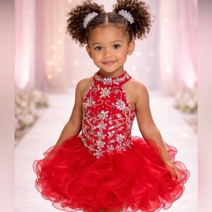 Girls red cupcake glitz organza princess birthday birthday dress